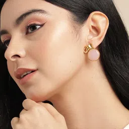 Anouk Gold-Plated Artificial Stones Studded Circular Shaped Studs-9
