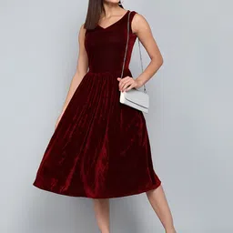 Moda Rapido Women V-Neck Fit & Flare Midi Dress-image-12