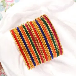 FEMMIBELLA 26 Pcs Gold Plated thread Bangles Set-image-54