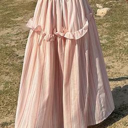 LULU & SKY Striped A-line High Skirt-image-86