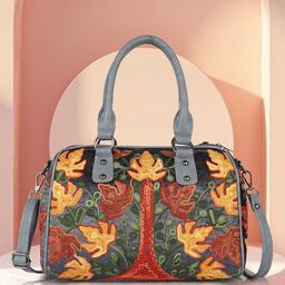 VELUCIA Women Floral Textured Bowling Handheld Bag-5