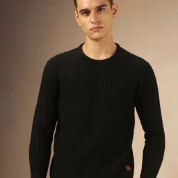 Dennis Lingo Men Acrylic Solid Full Sleeves Crew Neck Pullover Sweater-image-96