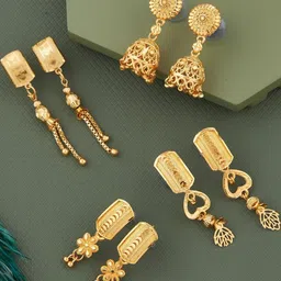 DIVASTRI Set Of 4 Gold-Plated Earrings-picture-3