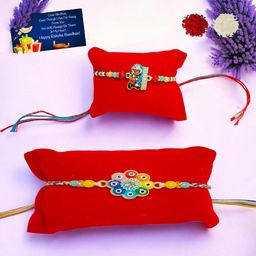 Doramon n Designer Metal Rakhi Greeting card n Roli-image-6