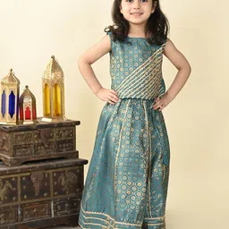 Superminis Girls Woven Design Gotta Patti Sleeveless Brocade Ready to Wear Lehenga & Choli-picture-16