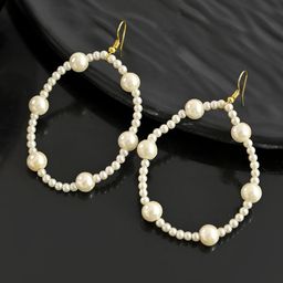 Silvermerc Designs Gold-Plated Pearls Beaded Circular Drop Earrings-9