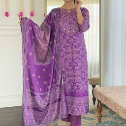 VARNI FABRICS Women Printed Regular Kurta with Trousers & With Dupatta-image-45