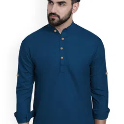 Vida Loca Cotton Slim Fit Mandarin Collar Short Kurta-picture-37