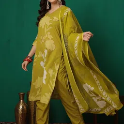 Sangria Printed & Patch Work 100% Cotton Kurta & Trouser With Dupatta image 4