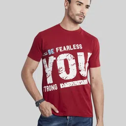 BE POSITIVE Men Typography Printed Round Neck Cotton T-shirt-image-26