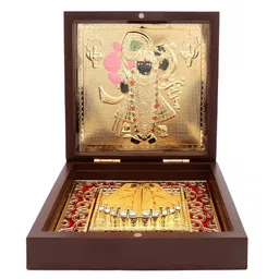 INTERNATIONAL GIFT Brown Metal Banke Bihari Charan Paduka Box-image-17