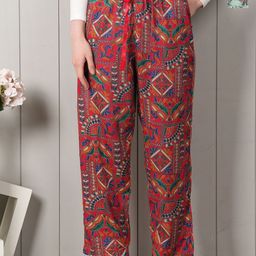 Style Shoes Pack Of 2 Ethnic Motifs Printed Mid-Rise Lounge Pants-image-65
