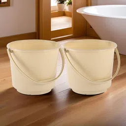 Kuber Industries Beige 2 piece Solid Plastic Bath Accessories Set-85