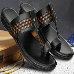 ZIRSQ Men Black Synthetic Leather Sandals-picture-57