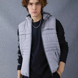 VOLTEDGE Men Hooded Solid Cotton Casual Lightweight Gilet Jacket-15