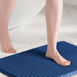 bsb home Navy Blue Textured 210 GSM Anti-Skid Bath Rugs-image-89