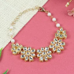 Asthetika Kids Girls Kundan Gold-Plated Link Bracelet-50