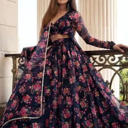 BAESD Printed Semi-Stitched Lehenga & Unstitched Blouse With Dupatta-16