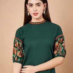 all about you Women Floral Embroidered Puff Sleeve Regular Top-image-55