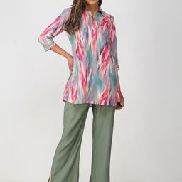 Bindigasm Printed Shirt Collar Tunic With Palazzos-image-31