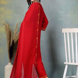 Clora Creation Embroidered Thread Work Straight Kurta with Trousers & Dupatta image 2
