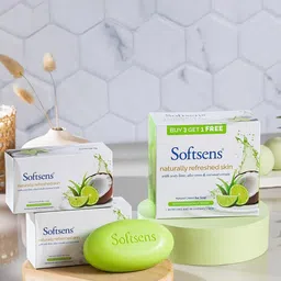 Softsens Set Of 3 Naturally Refreshed Skin Cream Bar Soap- 4 Pieces Each -100 g Each-53