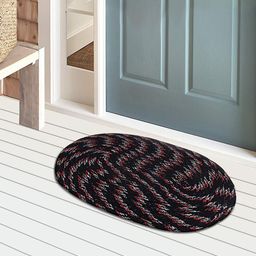 Kuber Industries 2-Pcs Black Oval Door Mat-39