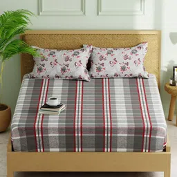 KOPA Lorenzo Red Geometric Microfiber 152 TC Queen Fitted Bedsheet Set 1.98 m X 1.80 m-image-16