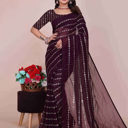 Moda Rapido Embellished Embroidered Pure Georgette Saree-image-36