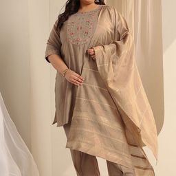 EXTRA LOVE BY LIBAS Women Ethnic Motifs Yoke Design Kurta with Trousers & With Dupatta-18