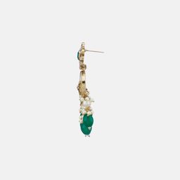 ATIBELLE Gold-Plated Kundan Stone Studded & Beaded Contemporary Shaped Drop Earrings image 2