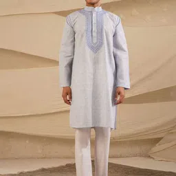 Noorkari Men Embroidered Chikankari Handloom Kurta-picture-20