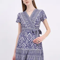 DressBerry Ethnic Motifs Printed V Neck Wrap Dress-image-30