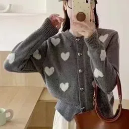 Alamode By Akanksha Grey Kiana Cute Woolen Sweater with Heart Detail-image-92