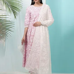 W Floral Printed Organza Dupatta-45