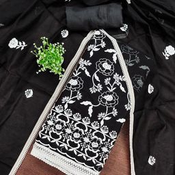 MANVAA Floral Embroidered Chanderi Cotton Unstitched Dress Material-picture-43
