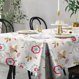Aura Unisex Grey Floral 6-Seater Table Cover-image-34