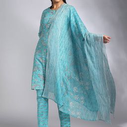 Moda Rapido Women Floral Printed Cotton Kurta with Trousers & Dupatta-picture-33