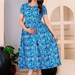 SSKfashions Women Floral Printed Fit & Flare Maternity Midi Dress-image-74