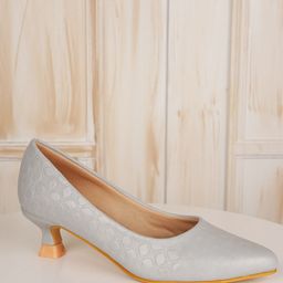 DressBerry Women Textured Pointed Toe Kitten Heel Pumps-image-69