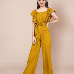 BAESD Girls Square Neck Basic Waist Tie-Ups Jumpsuit-image-86