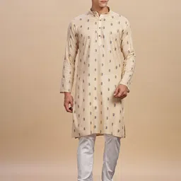 Anouk Geometric Printed Band Collar Pure Cotton Straight Kurta-picture-53