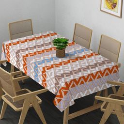 Arrabi Brown & Blue Geometric Printed 8-Seater Table Cover-23