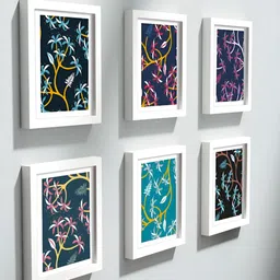 RANDOM White & Green 5 to 7 Pieces MDF Wall Photo Frames-57
