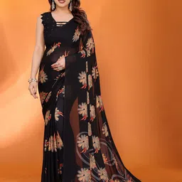 LeeliPeeri Designer Floral Zari Poly Chiffon Saree-17