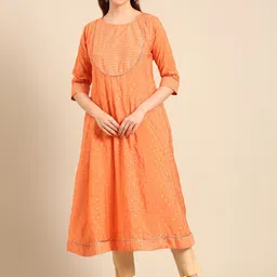 Anouk Women Flared Sleeves Chanderi Silk Kurta-picture-36