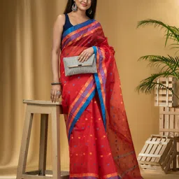 DESH BIDESH Woven Design Pure Cotton Taant Saree-image-69