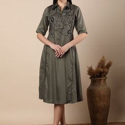 FASHOR Women Floral Embroidered A-Line Maxi Dress-image-17