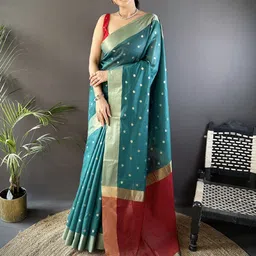 DIVASTRI Geometric Woven Design Zari Designer Saree-image-88