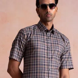 Sero Men Smart Tailored Fit Tartan Checks Opaque Checked Casual Shirt-image-55